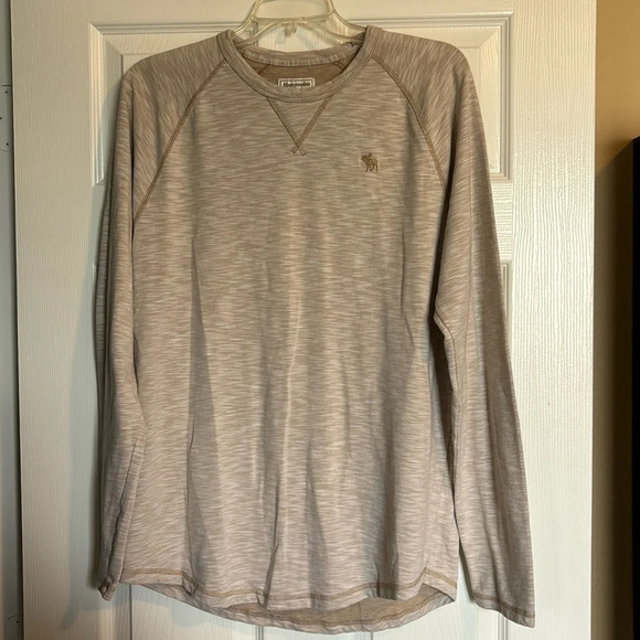 Abercrombie & Fitch men’s tan long sleeve t-shirt size large - Picture 1 of 8